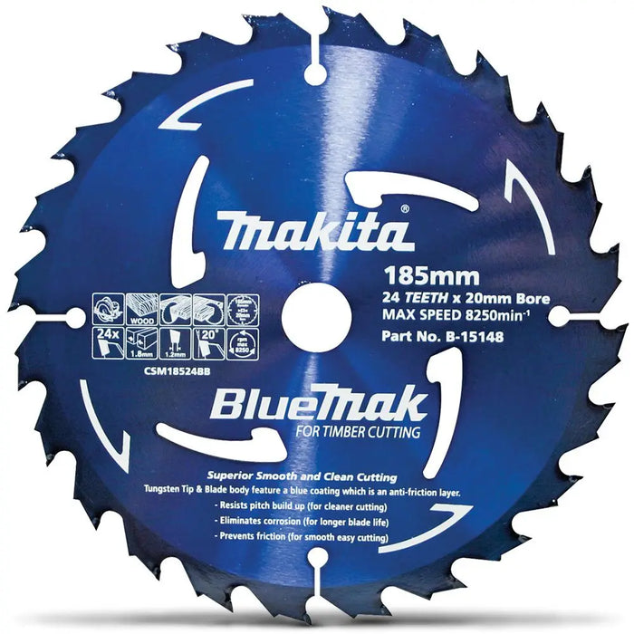 MAKITA 185mm 24T TCT Circular Saw Blade for Wood Cutting - BLUEMAK B-15148