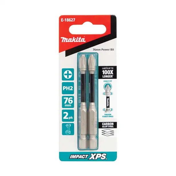 MAKITA PH2 X 75MM IMPACT XPS POWER BIT - 2PK E-18627