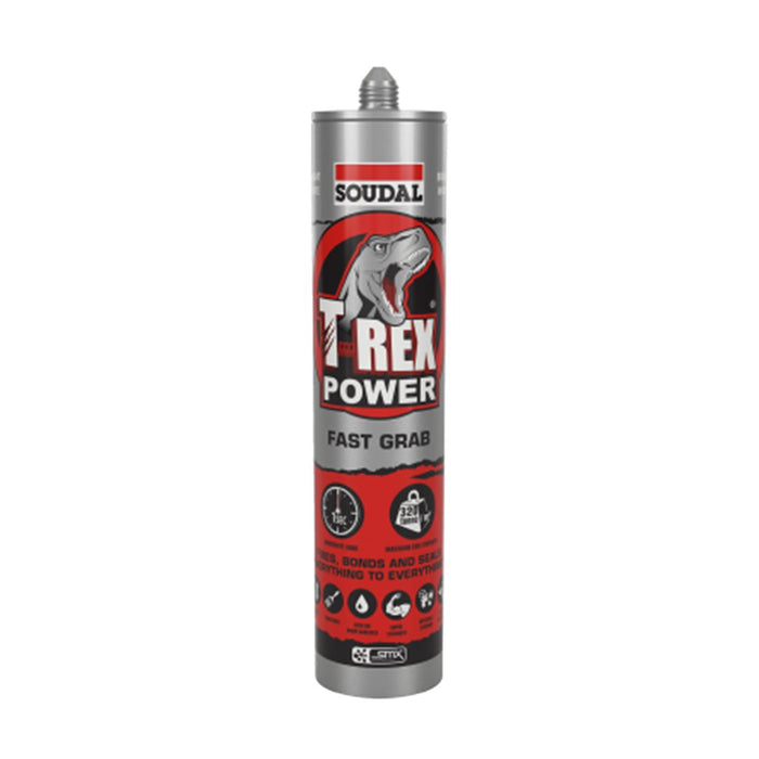 Soudal T-Rex Power Fast Grab 290ml SMX® Polymer Sealant Adhesive Quick - STEEL GREY 121970