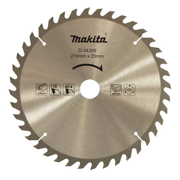 MAKITA 210mm x 25mm x 40T Standard TCT Saw Blade D-34300